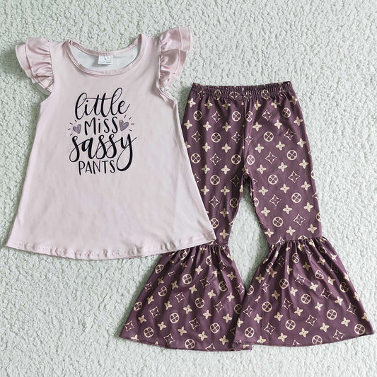 Fashion Kids Clothes Girls Bell Bottom Outfits Pink Cute Baby Girl Clothes Set GSPO0087
