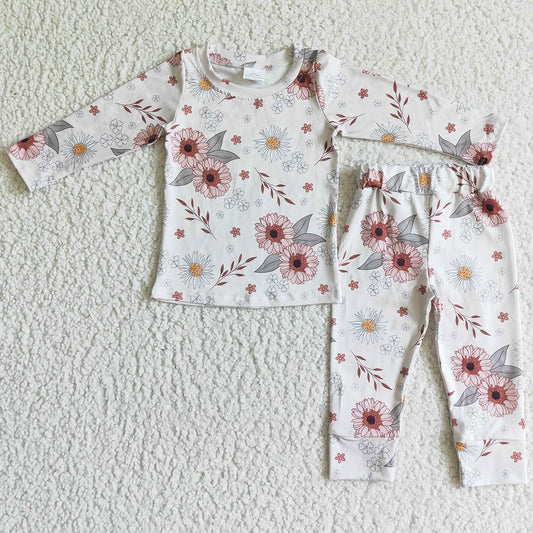 Flower Print Cute Infant Girls Romper Footie Jumpsuit LR0113