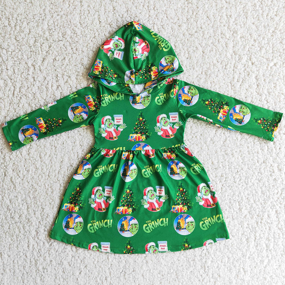 New Design Baby Girl Hoodie Dress Long Sleeve Christmas Boutique Girls Dress Kids Clothes 6 B10-24