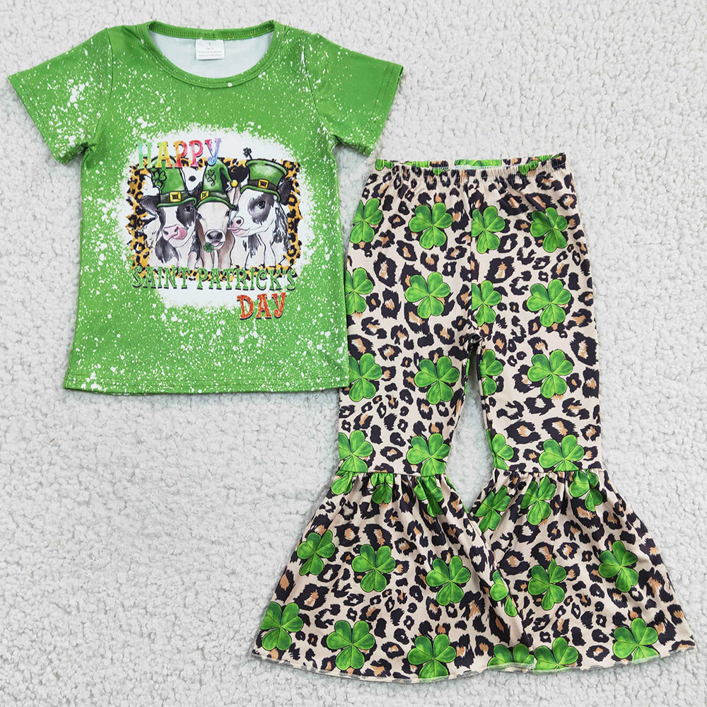 RTS Baby Girls Clothes St. Patrick's Day Bell Bottom Outfits GSPO0329