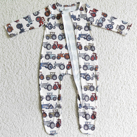 New Design Kids Footie Rompers Fall Boys Jumpsuit Car Print LR0072