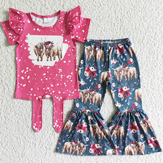 Fashion Kids Clothes Girls Boutique Outfit Cow Print Toddler Baby Girl Clothes GSPO0090