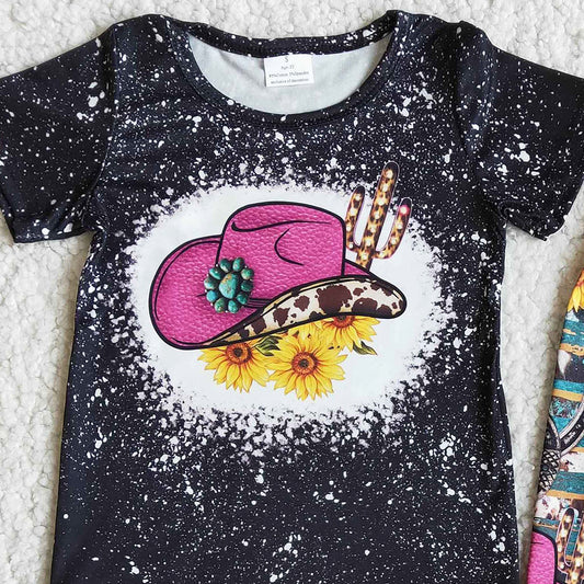 New Arrival Toddler Girls Clothes Set Summer Baby Girls Clothing Western Style Short Sleeve T-shirt Bell Pants Set Kids Outfits B2-1