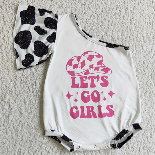 Boutique Infant Baby Romper Let`s Go Girls Rompers Cow Print SR0102