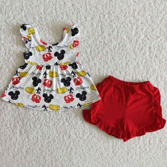 New Arrival Baby Girl Clothes Sleeveless Top Ruffle Shorts Summer Girls Clothing Set Wholesale B15-16