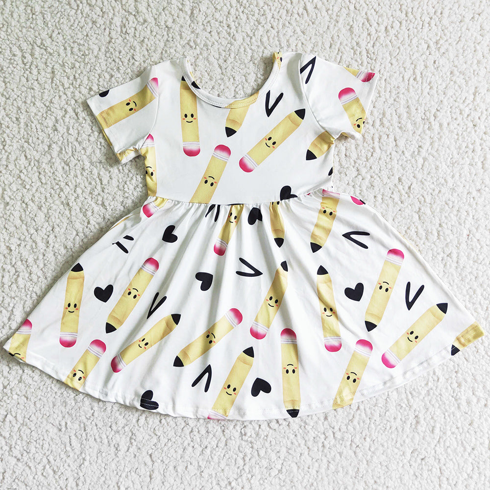 Boutique Baby Girls Dress Back to School Pencil Print Cute Girls Dress GSD0089