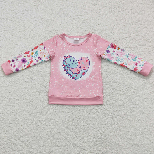 Valentine's Day Baby Girl Clothes Bell Pants Set Dinosaur Love Print Cute Girls Outfits GSPO0283