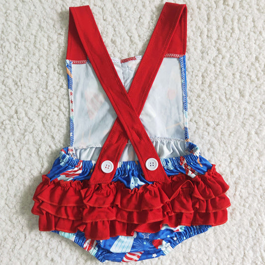 July 4th Cute Baby Girl Rompers Jumpsuit Summer Toddler Girls Romper Star Printed SR0015