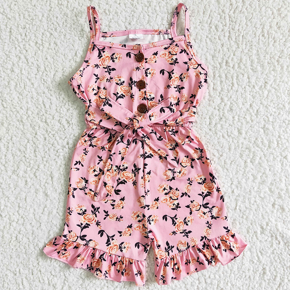 New Fashion Baby Girls Clothes Jumpsuit Flower Print Cute Baby Kids Shorts Jumpsuit Romper Toddler Girl Jumpsuits SR0003