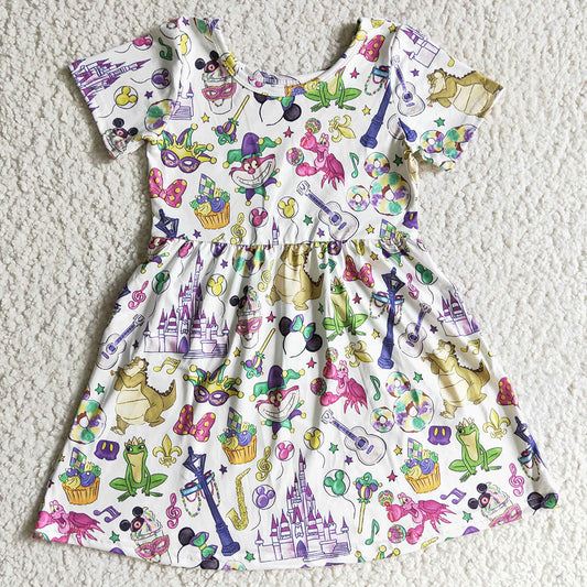 MARDI GRAS Girls Dress Short Sleeve Baby Girl Boutique Dresses GSD0153