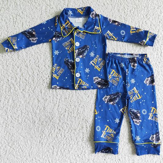 Cute Fall Boys Pajamas Set Long Sleeve Nightgown 6 A11-19