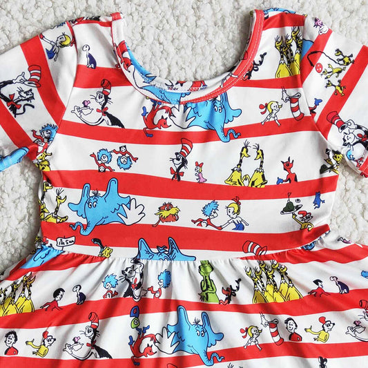 New Design Baby Girl Dress Short Sleeve Spring Kids Clothes Girl Dresses Cartoon Cute Toddler Girls Dress Wholesale High Quality B1-11