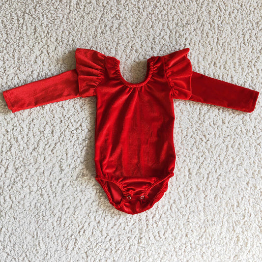 Velvet Girls Romper Boutique Infant Baby Rompers Red LR0209