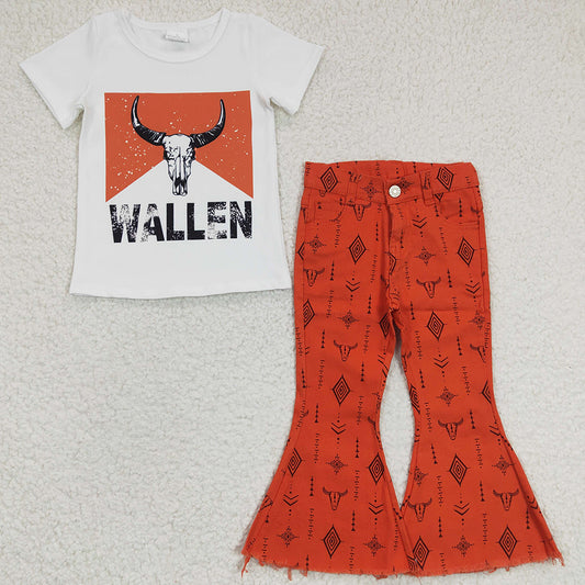 Boutique Girls Clothes Cow Print Jeans Bell Pants Set GSPO0481