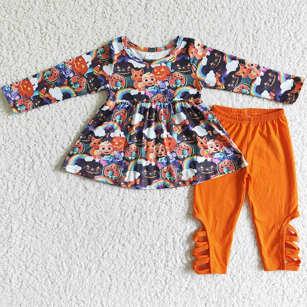 Boutique Baby Girls Clothes Set Halloween Outfits Cute Kids Pajamas Clothing GLP0028