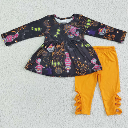 Cartoon Print Cute Baby Girls Clothes Halloween Outfits Boutique Kids Clothing GLP0048