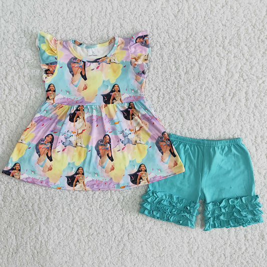 Fashion Toddler Girl Clothes Set Tunic Top Icing Shorts Summer Girls Outfits Wholesale Kids Clothing B4-2