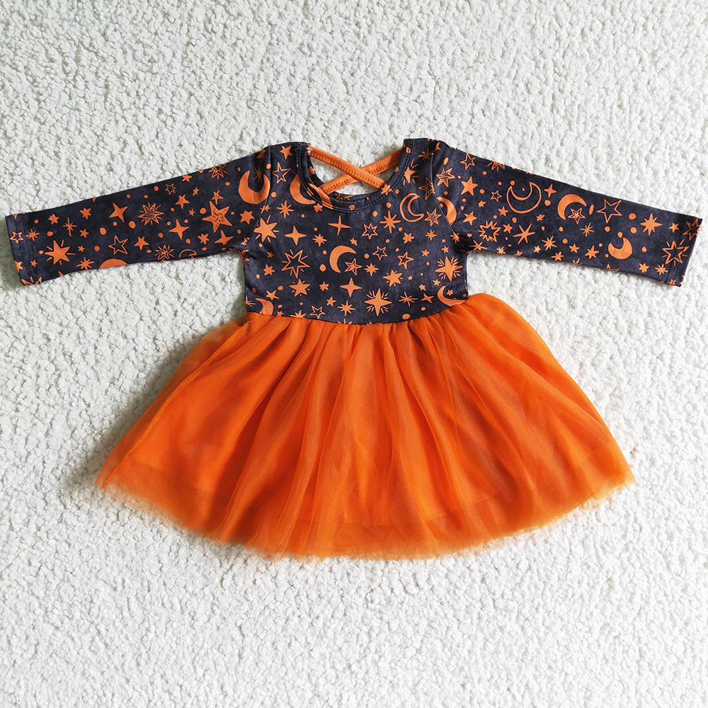 Baby Girl Dress Tulle Skirt Fall Kids Clothes Girls Dresses Gauze Skirt Star Moon GLD0017