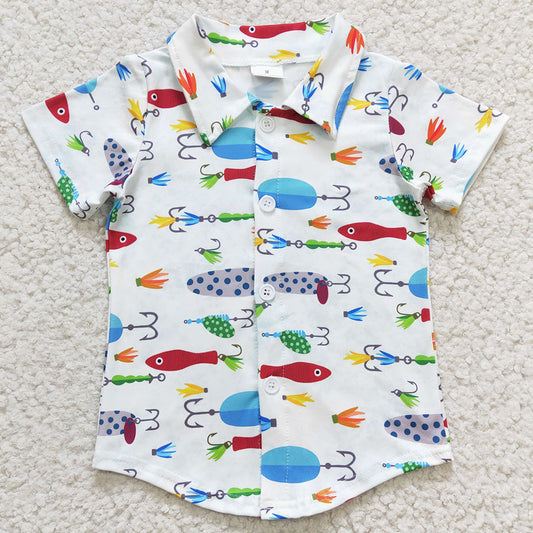 Fish Print Boutique Boys T-shirt Short Sleeve Baby Boy Clothes Top BT0173