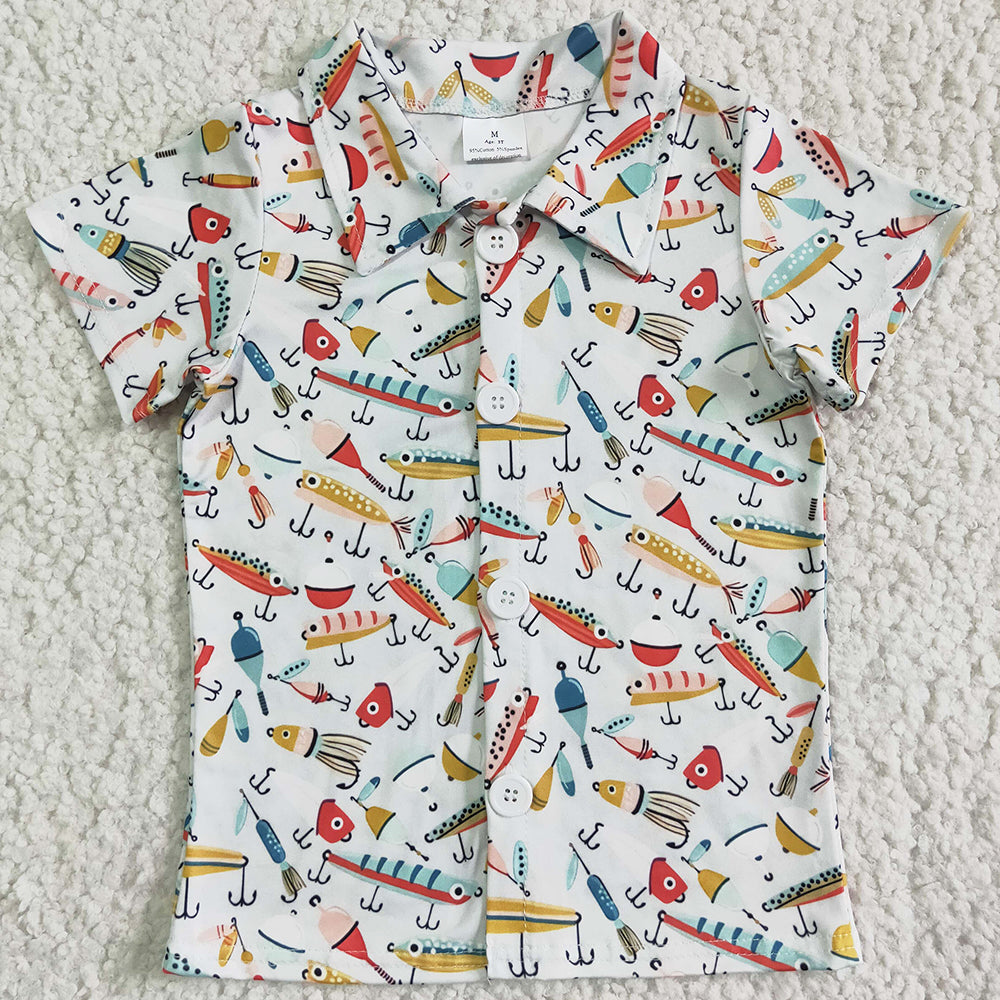 Summer Baby Boy T-shirts Fish Print Cute Boys Clothes Top T-shirts Short Sleeve Clothing BT0013