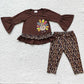 Thanksgiving Baby Girls Clothes Turkey Embroidery Boutique Kids Outfits 6 A8-12