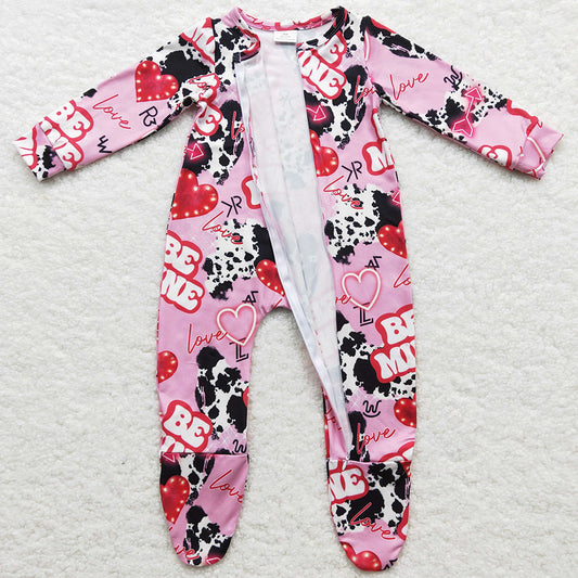 Western Style Infant Baby Footie Romper Love Zipper Design Kids Girls Romper Jumpsuit LR0222