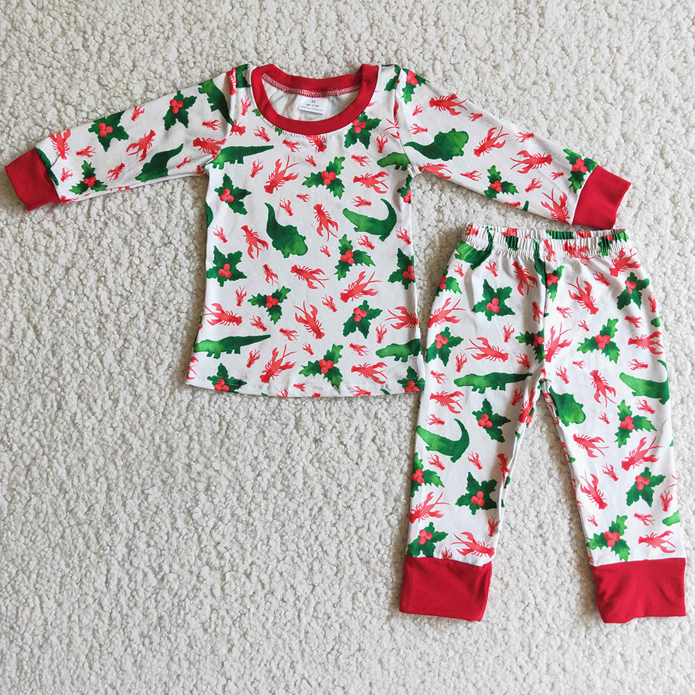 Wholesale Baby Boys Pajamas Set Crawfish Print Boutique Kids Girls Nightwear 6 C9-19  6 A2-27