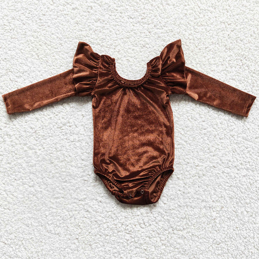 Boutique Baby Girls Dancing Clothing Golden Velvet Romper LR0207