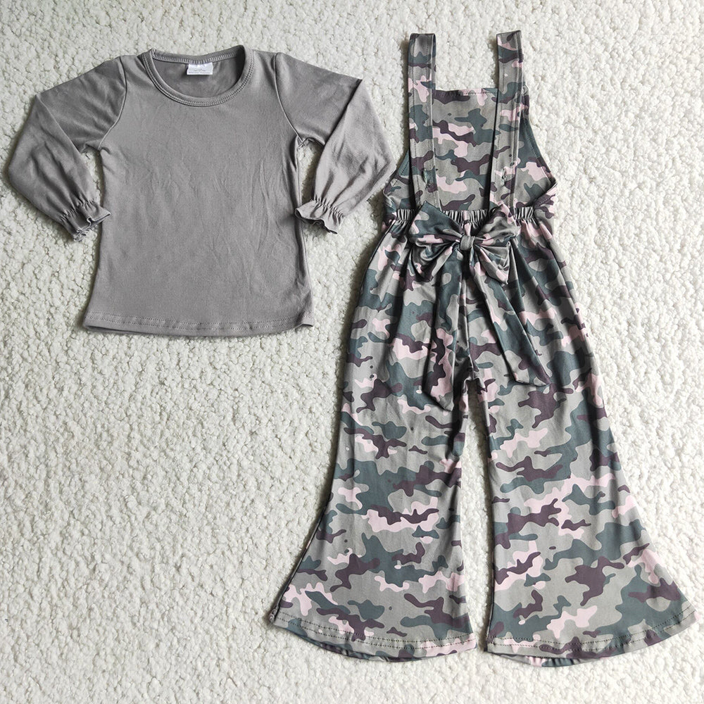 Wholesale Baby Girl Clothes Camouflage Boutique Girls Overall Set Toddler Outfit 6 C9-36