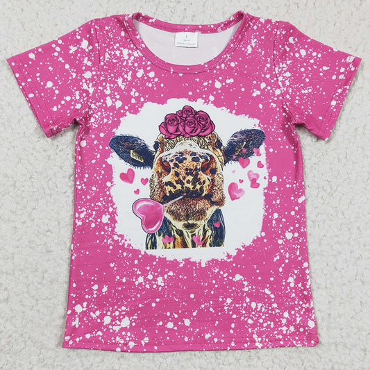 Cow Print Baby Girls Clothes Short Sleeve T-shirt Jeans Pants Set D14-14 GT0111