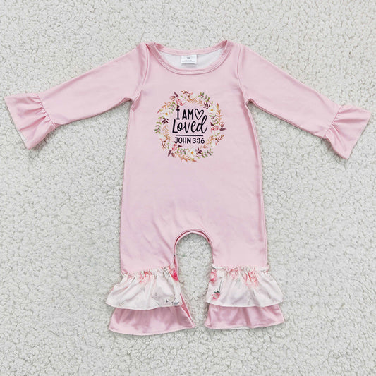 Cute Infant Baby Girls Romper Pink I am Loved Baby Jumpsuit LR0217