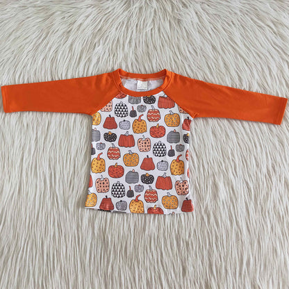 Pumpkin Design Baby Girl Clothes Romper Boys T-shirt Halloween Boutique Kids Clothes Outfits 6 A13-28