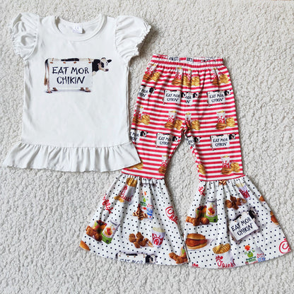 RTS Wholesale Baby Girl Clothes Cow Print Fashion Kids Designer Clothes Girls Bell Sets Cute Baby Children Clothes Outfits Hot A12-4