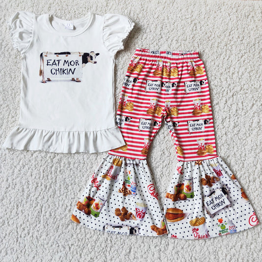 RTS Wholesale Baby Girl Clothes Cow Print Fashion Kids Designer Clothes Girls Bell Sets Cute Baby Children Clothes Outfits Hot A12-4