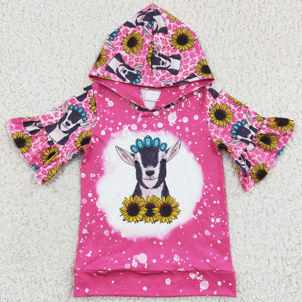 Boutique Baby Girl Clothes Hoodies Cow Sunflower Print Girls Clothes Top GT0096