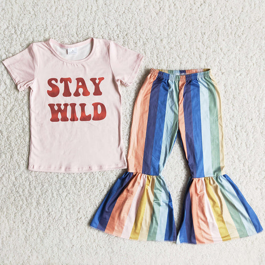 Baby Girls Designer Clothes Short Sleeve Bell Bottom Outfits Girls Clothing Set Fashion Toddler Girls Clothes C11-3