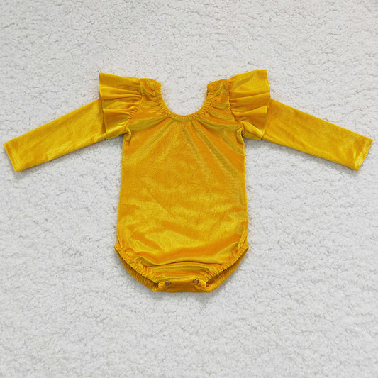 Hot Sale Infant Baby Rompers Girls Dancing Clothing Set Golden Velvet Girl Romper LR0210