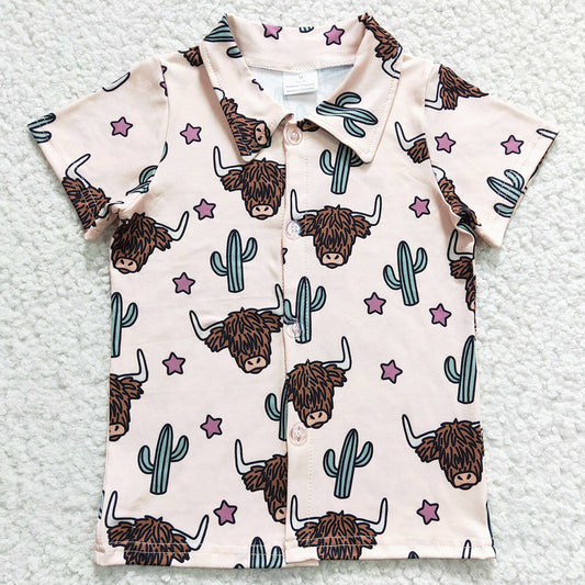 Hot Sale Baby Boys T-shirt Short Sleeve Cow Print Toddler Boy Clothes Top BT0133