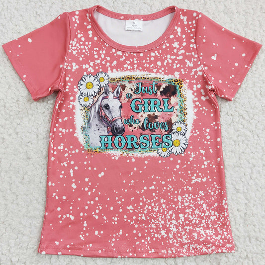 Boutique Girls Clothes Top Just A Girl Who Loved Horses Cute T-shirt GT0095