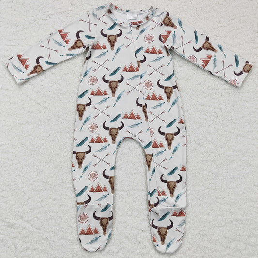 Fashion Baby Kids Romper Cow Print Zipper Design Boys Girls Footie Jumpsuit LR0223