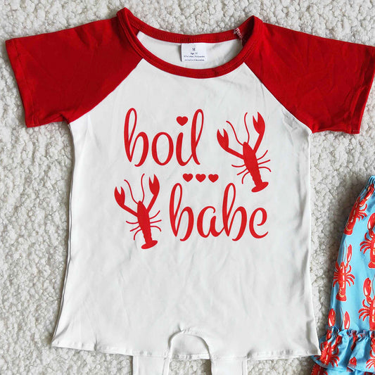 Cute Baby Girl Clothes Lobster Print Spring Summer Kids Clothes Children Outfits Wholesale C0-10