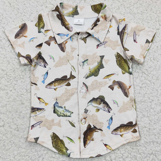 Wholesale Baby Boy Clothes Top Boutique Kids T-shirt Cute Fish Print Boys T-shirt BT0179