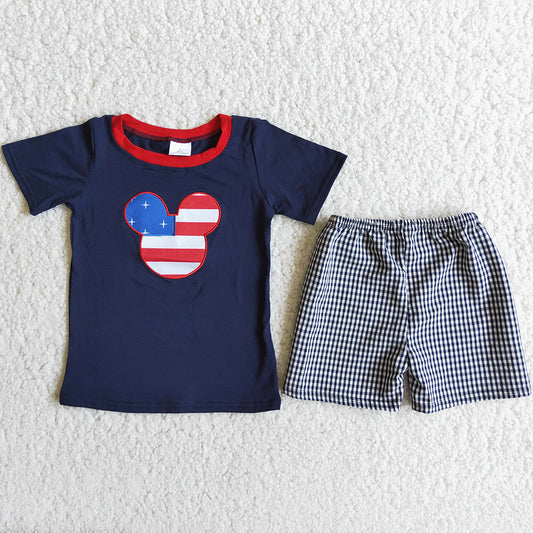 Fashion Baby Boy Clothes Embroidery Boutique Boys Summer Clothes Wholesale Children Kids Outfit D9-16