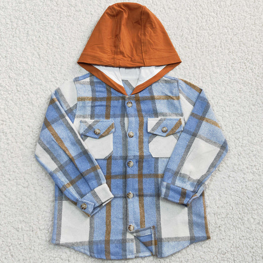 Boutique Kids Boys Clothes Hooded Coat Lattice Print Baby Boy Jacket Hoodie Top BT0208