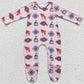 Weatern Style Baby Girls Romper Zipper Design Cow Print Boutique Girls Footie Rompers LR0224