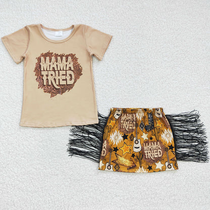 New Fashion Girls Clothing Tassel Design Boutique Girls Summer Outfits GSD0286 5.16