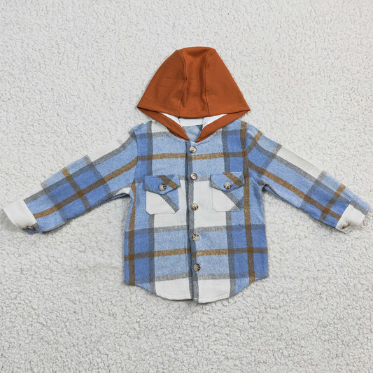 Boutique Kids Boys Clothes Hooded Coat Lattice Print Baby Boy Jacket Hoodie Top BT0208