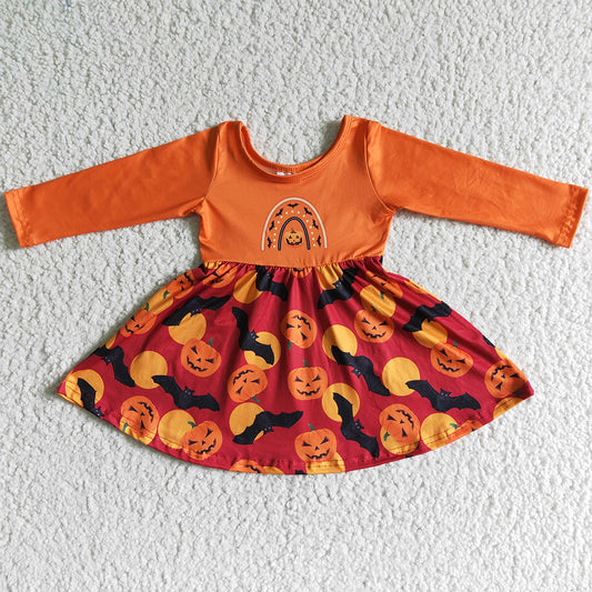 Cute Toddler Baby Girl Dress Long Sleeve Halloween Pumpkin Girls Dress GLD0016