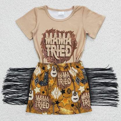 New Fashion Girls Clothing Tassel Design Boutique Girls Summer Outfits GSD0286 5.16