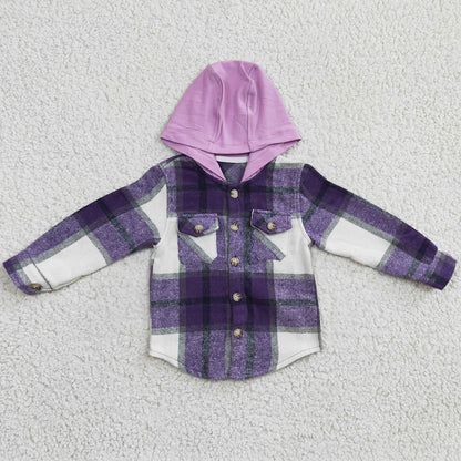 Purple Girls Clothes Hoodies Coat Boutique Kids Baby Girl Hooded Top Jacket GT0150
